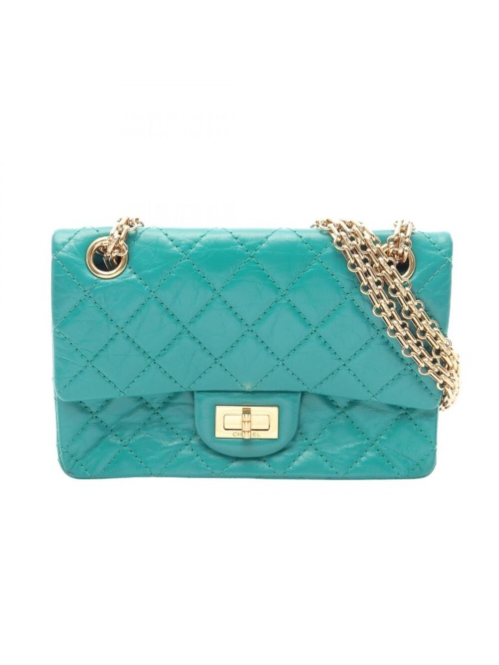 Chanel Shoulder Bag 2.55 Green Calf Mini Quilted Chain